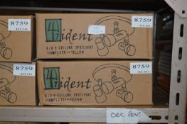 *Two Trident Three Head Ceiling Spot Lamps