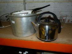Large Aluminium Pan, Two Fry Pans and a Commercial