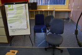 *Flip Chart Easel and Two Upholstered Chairs