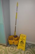 Mop Bucket and Wet Floor Cleaning Signs