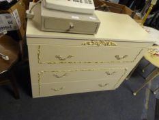 Ornately Decorated Cream Chest of Three Drawers