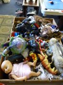 Two Boxes of Action Toys, Robots, Dinosaurs, Buzz