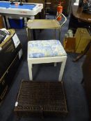 Wicker Basket with Tea Trolley and Stool