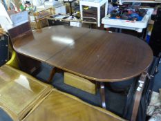 Mahogany Draw Leaf Dining Table on Twin Pedestal S