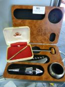 Gold Plated Swizzle Stick and a Champagne Corkscre