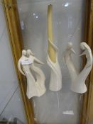 Set of Three White Pottery Figurines 