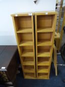 Pair of Beech Effect CD Shelves