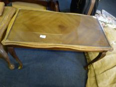 Carved Walnut Coffee Table with Glass Inlet Top