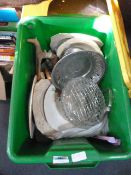 Box Containing Decorative Plates, Cutlery, Glasswa