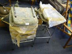 Two Bar Stools with Upholstered Seats and Backs