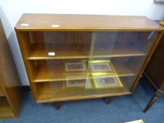 Teak Bookcase with Glass Sliding Doors