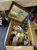 Box Containing Ornaments, Glassware, Vases, Oil on