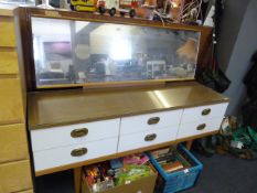 Teak Effect & White Six Drawer Dressing Table