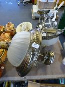 Pair of Galvanized Brass & Glass Half Dome Ceiling