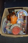 Box Containing Coca-Cola Glassware, Decorative Pla