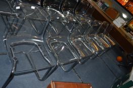 Six Perspex Chairs with Chrome Legs