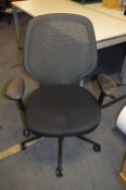 Black Upholstered Swivel Chair
