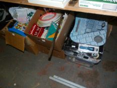 Four Boxes Containing Lego, Crockery, DIY Tools, K