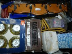 Box Containing Assorted Screws, Fixings, Coat Hook