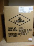 *Two Blue Glass Pendent Light Fittings