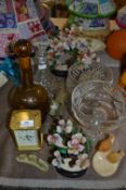 Decanter, Fruit Bowl, Quartz Clock, Ornaments, etc