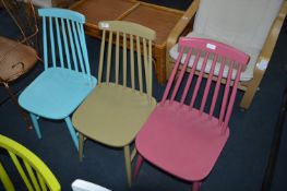 Set of Three Multicolour Painted Stickback Dining