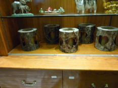 Five Decorative Candle Holders in the Form of Silv