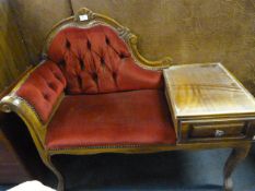 Reproduction Mahogany Telephone Table with Upholst