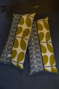 Pair of Green & Grey Patterned Cushions