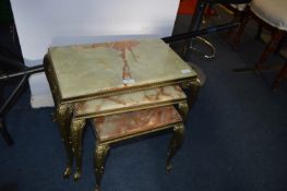 Onyx & Brass Nest of Three Tables