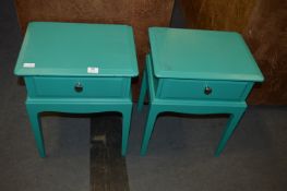 Pair of Green Painted Bedside Cabinets