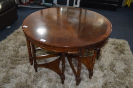 Circular Mahogany Quartered Nest of Five Tables
