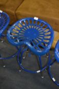 *Blue Cast Metal Tractor Seat Stool