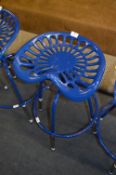*Blue Cast Metal Tractor Seat Stool