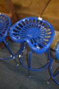 *Blue Cast Metal Tractor Seat Stool