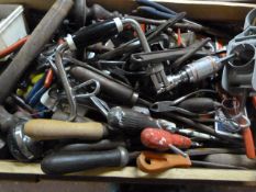 *Box Containing Assorted Hand Tools; Hammer, Spann