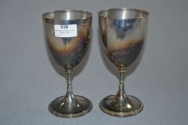 Pair of Tall Silver Goblets - Sheffield 1922 and 1
