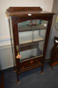 Victorian Mahogany Inlaid Display Cabinet with Lea