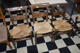 Three Bible Chairs with Rush & Rope Seats