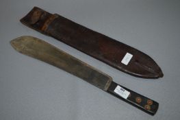 WWII Leather Cased Military Machete - Stamped Tind