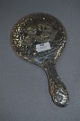 Hallmarked Embossed Silver Hand Mirror - Chester 1