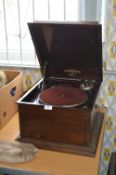Columbia Mahogany Cased Wind Up Gramophone