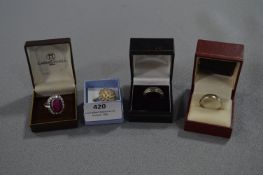 Four Sterling Silver Dress Rings