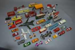 Basket of Play Worn Matchbox and Corgi Diecast Veh