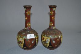 Pair of Japanese Clossione Vases