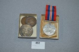 WWII Service Medal and Silver and Copper Victorian