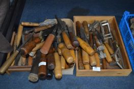 Large Collection of Wood Handled Chisels