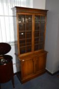 Edwardian Oak Bookcase over Two Door Cabinet