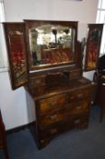 Walnut Three Height Dressing Table with Winged Mir