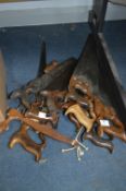 Collection of Vintage Wood Handled Saw (Some with